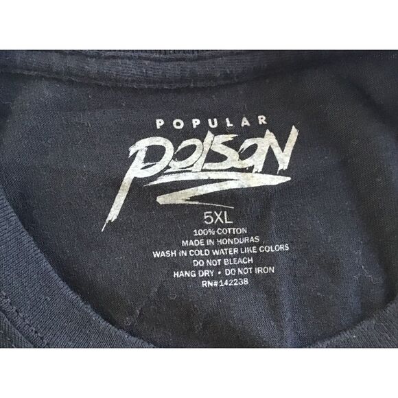 Popular Poison T Shirt Size 5XL Motivation Rose Graphic Black Short Sleeve - Picture 4 of 4